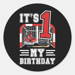 Kinderen 1e verjaardag IJshockey Jongen 1 jaar oud Ronde Sticker