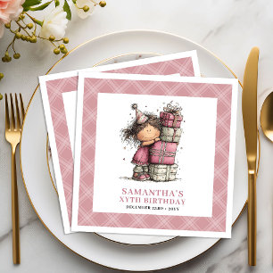 Kinderen 1e verjaardagsfeestje Grappig maf meisje  Servet