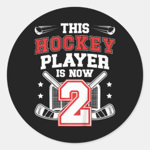 Kinderen 2e IJshockey Verjaardag Twee Jaar Oude IJ Ronde Sticker