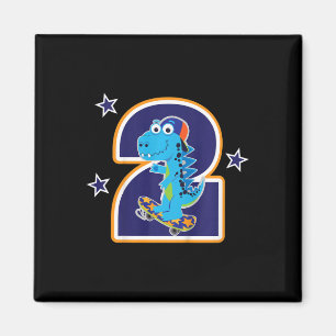 Kinderen 2e verjaardag Grappige dinosaurus skatebo Magneet