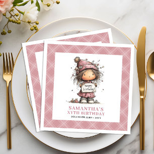 Kinderen 2e verjaardag meisje grappig whimsical ro servet