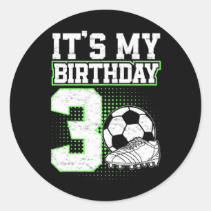 Kinderen 3 jaar voetbal jongen het is mijn 3e verj ronde sticker