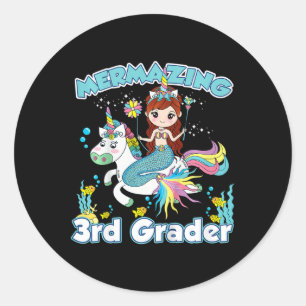 Kinderen 3e leerjaar Zeemeermin Ridder Eenhoorn He Ronde Sticker