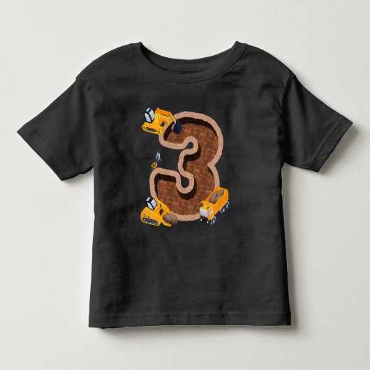 Kinderen 3e verjaardag Graafmachine T-shirt I 3 Ja (Voorkant)