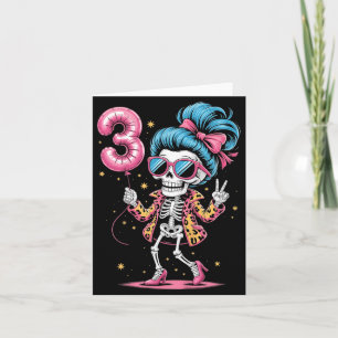 Kinderen 3e verjaardag Halloween kostuum skelet 3 Kaart