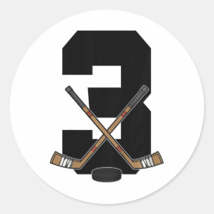 Kinderen 3e verjaardag IJshockey Kinderen Peuter J Ronde Sticker