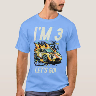 Kinderen 3e verjaardag Ik ben 3 Laten we racen Dri T-shirt