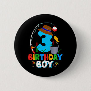 Kinderen 3e verjaardag T-shirt Jongen Vissen Vis V Ronde Button 5,7 Cm