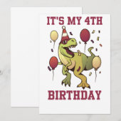 Kinderen 4 jaar dinosauriërs verjaardag 4e verjaar kaart (Voorkant / Achterkant)