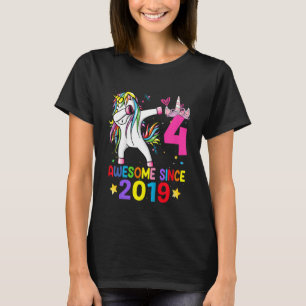 Kinderen 4 jaar oud eenhoorn dabbing 4e verjaardag t-shirt