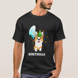 Kinderen 4 jaar oud kind 4e verjaardag Corgi Puppy T-shirt
