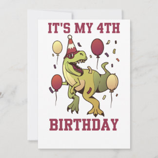 Kinderen 4 jaar oude dinosauriërs verjaardag 4e fe kaart