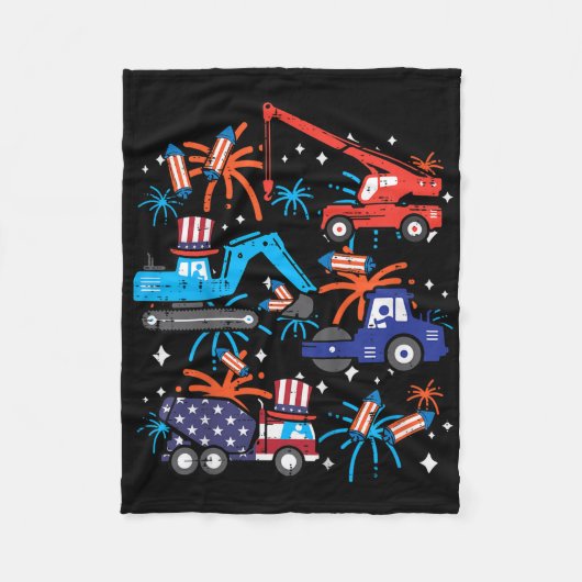Kinderen 4 juli Bouwtrucks Voertuig Patriot Fleece Deken (Voorkant)