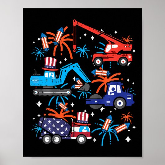 Kinderen 4 juli Bouwtrucks Voertuig Patriot Poster (Voorkant)