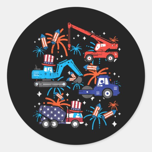 Kinderen 4 juli Bouwtrucks Voertuig Patriot Ronde Sticker (Voorkant)