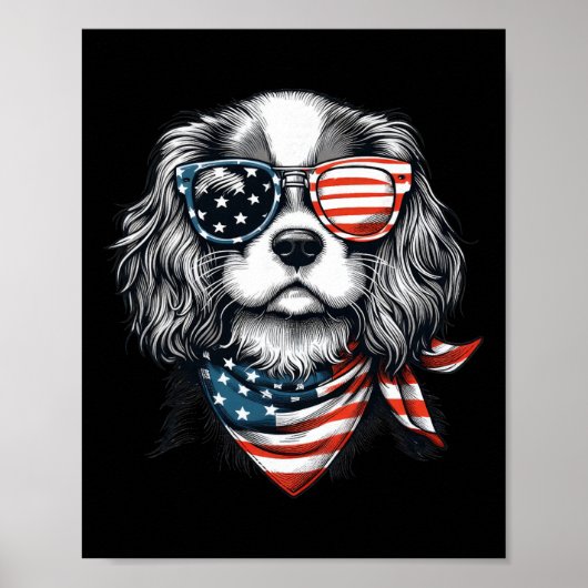 Kinderen 4 juli met Cavalier King Charles Spaniel Poster (Voorkant)