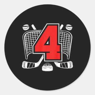 Kinderen 4e IJshockey Verjaardag 4 Jaar Oude IJsho Ronde Sticker
