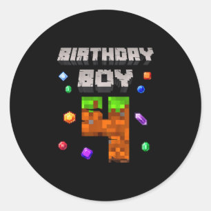 Kinderen 4e verjaardag jongen 4 videogamer pixel n ronde sticker