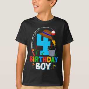 Kinderen 4e verjaardag T-shirt Jongen Vissen Vis V