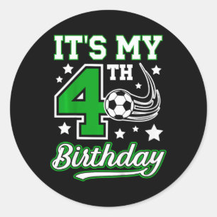 Kinderen 4e Voetbal Verjaardagsfeestje 4 Jaar Oude Ronde Sticker