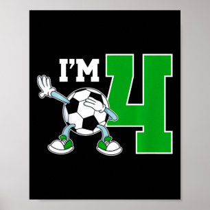 Kinderen 4e Voetbal Verjaardagsfeestje Vier Jaar O Poster