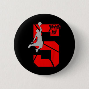 Kinderen 5 jaar oud 5e verjaardagsfeestthema baske ronde button 5,7 cm