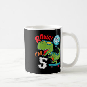 Kinderen 5e verjaardag 5 jaar oude jongen T-rex Sk Koffiemok
