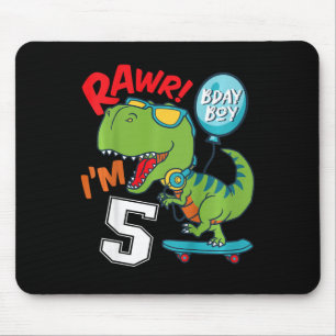 Kinderen 5e verjaardag 5 jaar oude jongen T-rex Sk Muismat