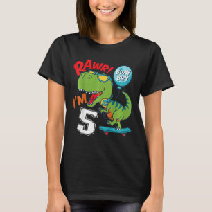 Kinderen 5e verjaardag 5 jaar oude jongen T-rex Sk T-shirt