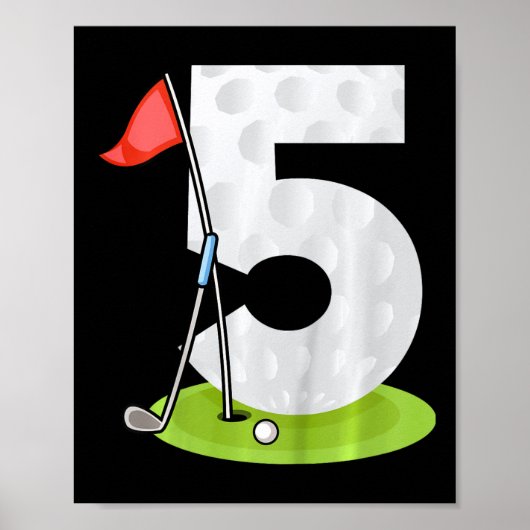 Kinderen 5e verjaardag golf grappige golfer 5 jaar poster (Voorkant)