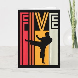 Kinderen 5e verjaardagscadeau Karate Retro Taekwon Kaart