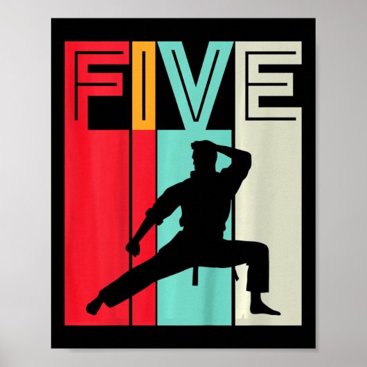 Kinderen 5e verjaardagscadeau Karate Retro Taekwon Poster (Voorkant)
