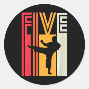 Kinderen 5e verjaardagscadeau Karate Retro Taekwon Ronde Sticker