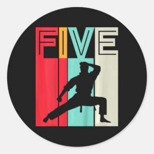 Kinderen 5e verjaardagscadeau Karate Retro Taekwon Ronde Sticker