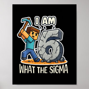 Kinderen 6 jaar oud Sigma Pixel Art Mijnbouw Gamer Poster
