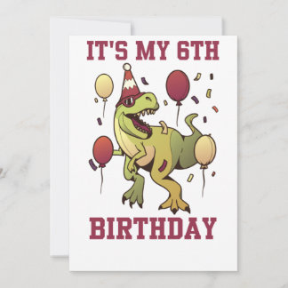 Kinderen 6 jaar oude dinosauriërs verjaardag 6e fe kaart
