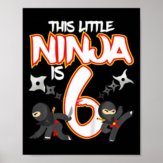 Kinderen 6 Jaar Oude Ninja Verjaardagsfeestje Mart Poster (Voorkant)