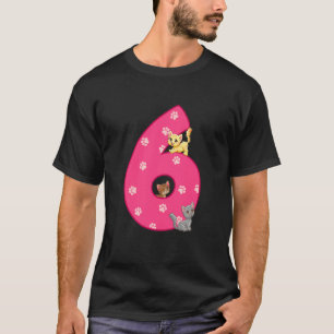 Kinderen 6de Kat Verjaardag Celebrant 6 Jaar Oude T-shirt
