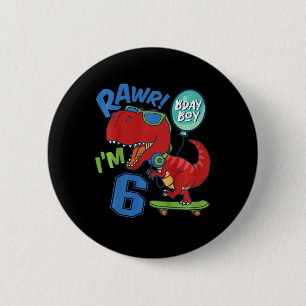 Kinderen 6de verjaardag 6 jaar oude jongen rode T- Ronde Button 5,7 Cm