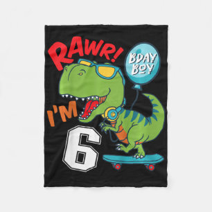 Kinderen 6de verjaardag 6 jaar oude jongen T-rex S Fleece Deken