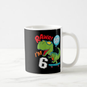 Kinderen 6de verjaardag 6 jaar oude jongen T-rex S Koffiemok
