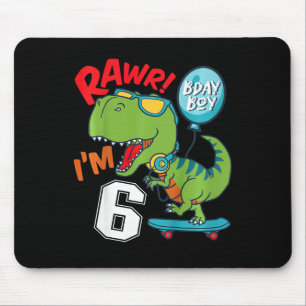 Kinderen 6de verjaardag 6 jaar oude jongen T-rex S Muismat