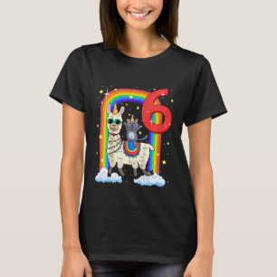 Kinderen 6de verjaardag Lama Llamacorn En Kat Cati T-shirt