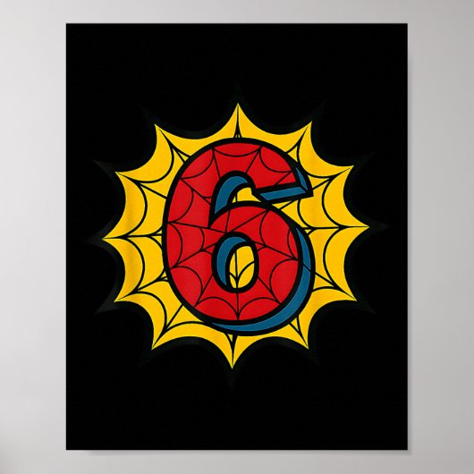 Kinderen 6de verjaardag spin thema feest 6 jaar ou poster (Voorkant)