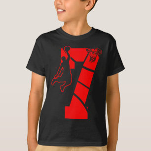 Kinderen 7 jaar oud 7e basketbal verjaardagsfeest t-shirt