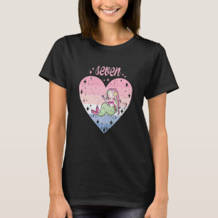 Kinderen 7 jaar oud Cute Zeemeermin Verjaardag Mei T-shirt