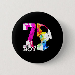 Kinderen 7 verjaardag jongen voetbal 7e verjaardag ronde button 5,7 cm