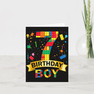 Kinderen 7de verjaardag jongen 7 jaar oud bouwsten kaart