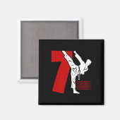 Kinderen 7e verjaardag Karate 7 jaar oude Karate v Magneet (Voorkant / Achterkant)