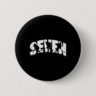 Kinderen 7e verjaardag Retro IJshockey 7 Jaar Oude Ronde Button 5,7 Cm